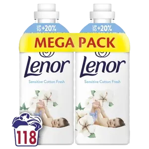 LENOR Aviváž, Sensitive Cotton Fresh, 118 praní, 2 x 1239 ml