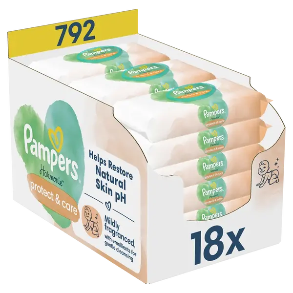 PAMPERS Vlhčené ubrousky, Protect & Care 792 ks