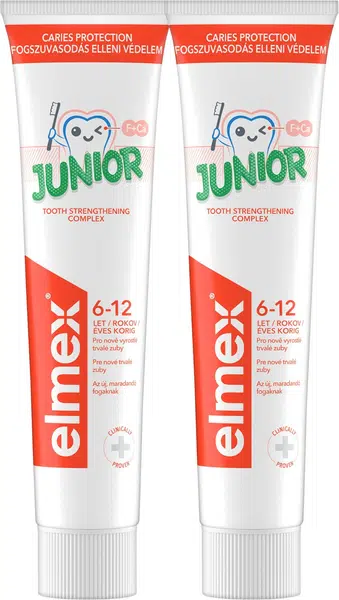 ELMEX Junior zubní pasta pro děti ve věku 6-12 let duopack 2 x 75 ml