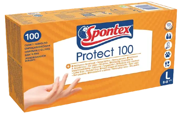 SPONTEX Jednorázové rukavice Protect L 100 ks