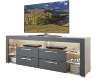 TV stolek Goal, dub artisan/šedý, s osvětlením