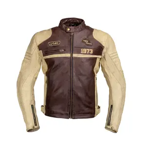 Pánská kožená moto bunda W-TEC Retro černo-hnědo-béžová 4XL