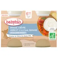 Babybio Brassé Svačinka z kozího mléka meruňka a banán 2x130 g