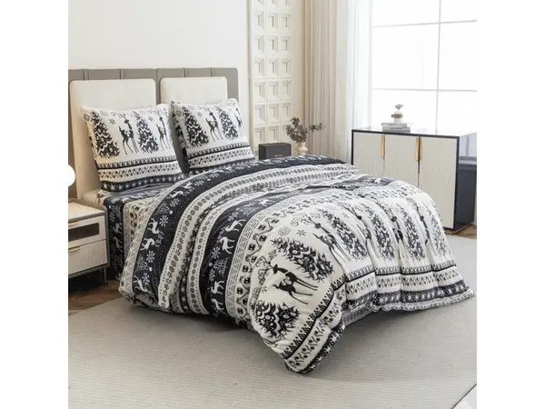 Mikroplyšové obliečky WINTER DEER sivé Rozmer obliečky: 70 x 90 cm | 140 x 220 cm