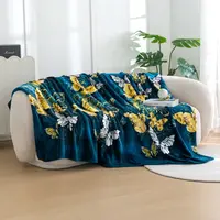 Mikroplyšová deka ZLATÝ A BÍLÝ MOTÝL, tmavě zelená Rozměr: 200 x 220 cm