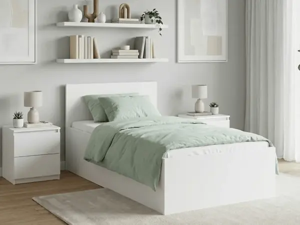 Postel SOFIA 90 x 200 cm, bílá Rošt: Bez roštu, Matrace: Matrace Deluxe 10 cm