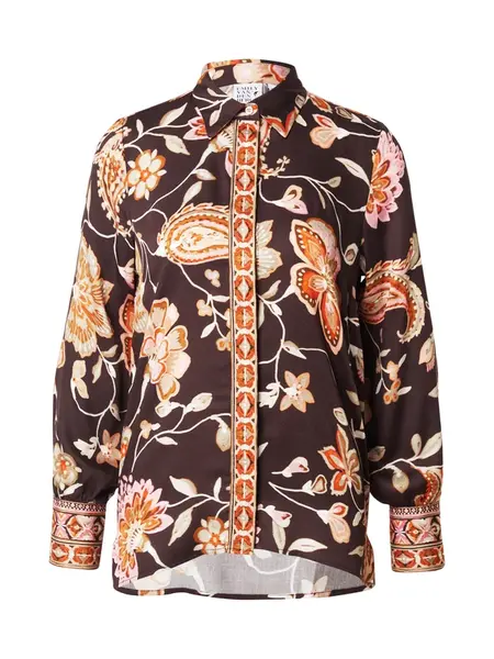 Emily Van Den Bergh Blúzka  čokoládová / pastelovo zelená / tmavooranžová / šedobiela