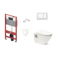 Cenovo zvýhodnený závesný WC set TECE do ľahkých stien / predstenová montáž + WC Vitra Integra vr. sedadla SIKOTSV0