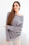 Kesi Włoski Svetr dámský viskózový asymetrický typu netopýr šedý