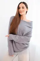 Kesi Włoski Svetr dámský viskózový asymetrický typu netopýr šedý
