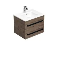 Kúpeľňová skrinka s čiernou úchytkou a umývadlom SAT Cube Way 60x53x46 cm dub Wellington mat CUBE46C602DWMOD