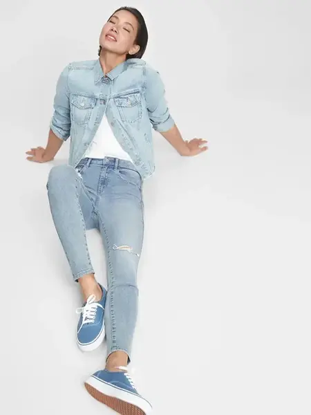 Džíny pro ženy GAP distressed universal jeggings mid rise 600116-00 Velikost: 24LONG - prodloužená délka