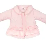 Baby Nellys Kojenecká přechodová bundička  s volánky, světle růžová