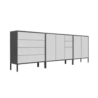 MID.YOU ŠIROKÁ KOMODA, antracitová, bílá, 263,5/86/33 cm