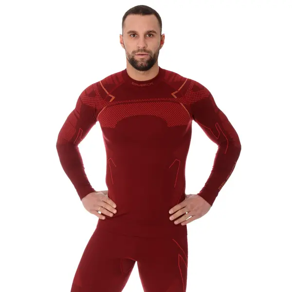 Pánské triko Brubeck Thermo s dlouhým rukávem Burgundy M