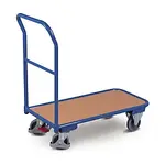 Kompaktní vozík s dřevěnou plošinou a centrální brzdou 104 x 60 cm