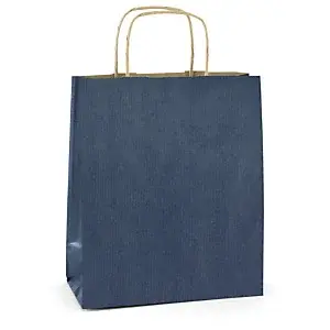 200 x Farebné papierové tašky so zakrútenými uškami 250x320x110 mm, modré | RAJA