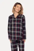 Dámské flanelové pyžamo ALICIA L Tmavě modrá