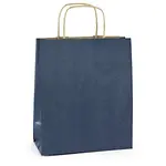 200 x Barevné papírové tašky s kroucenými úchyty 250x320x110 mm, modré | RAJA