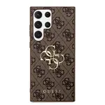 Zadní kryt Guess PU 4G Metal Logo pro Samsung Galaxy S23 Ultra, hnědá