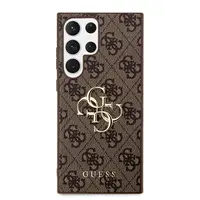Zadní kryt Guess PU 4G Metal Logo pro Samsung Galaxy S23 Ultra, hnědá