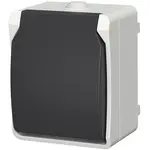 Zásuvka jednoduchá na omítku Aqua Plus IP54 vodotěsná šedá kryt šedý