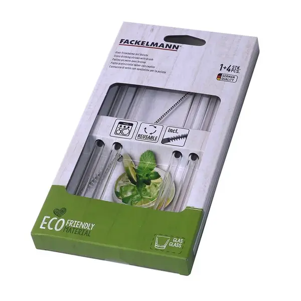 Sklenené slamky 22 cm / Ø8 mm + kefka 54845