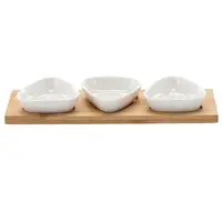 Sada 3 ks servírovacích misek 28x10x3cm hnědá, bílá