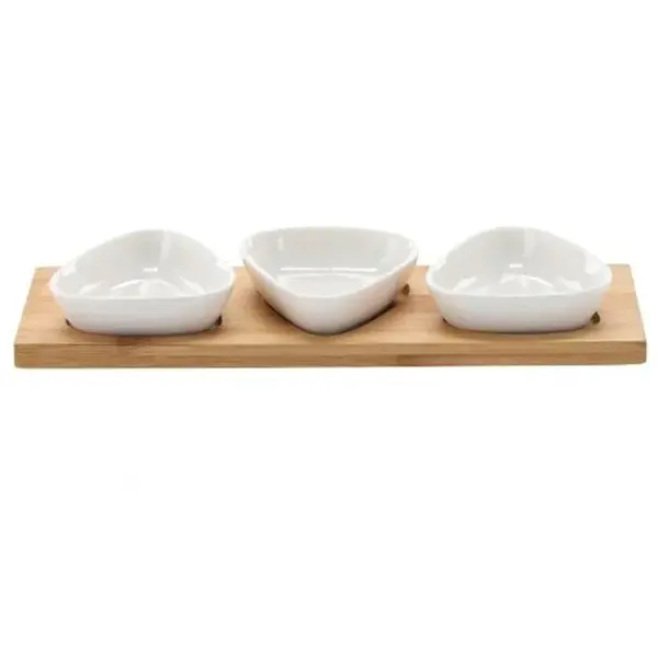 Sada 3 ks servírovacích misek 28x10x3cm hnědá, bílá