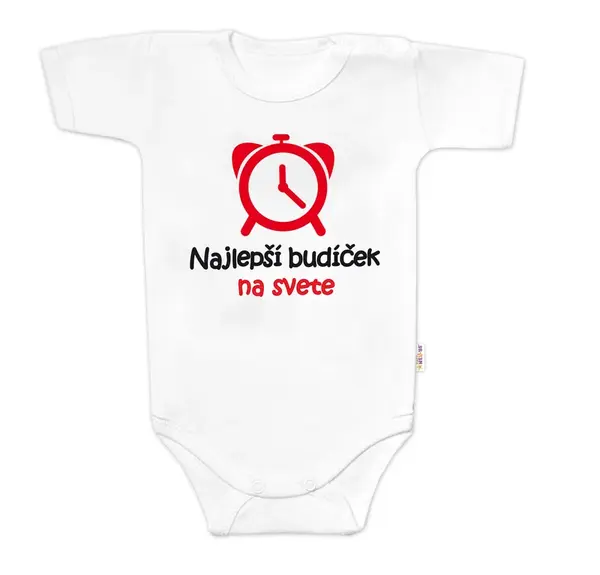 Baby Nellys Body krátký rukáv Najlepší budíček na svete,  bílé vel.  74