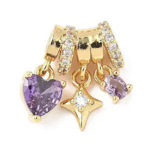 Brass Micro Pave Cubic Zirconia Beads