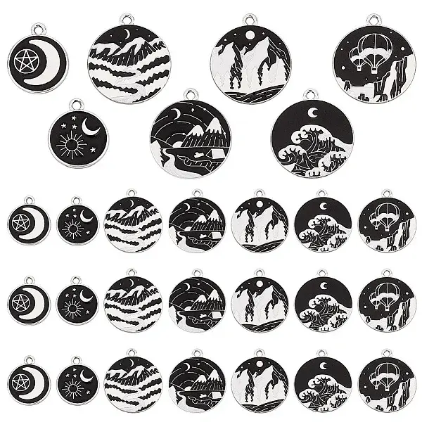35pcs 7 styles Alloy Enamel Pendants