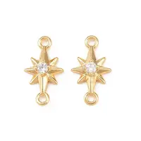 Brass Pave Clear Cubic Zirconia Connector Charms