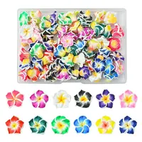 60Pcs 15 Colors Handmade Polymer Clay 3D Flower Plumeria Beads