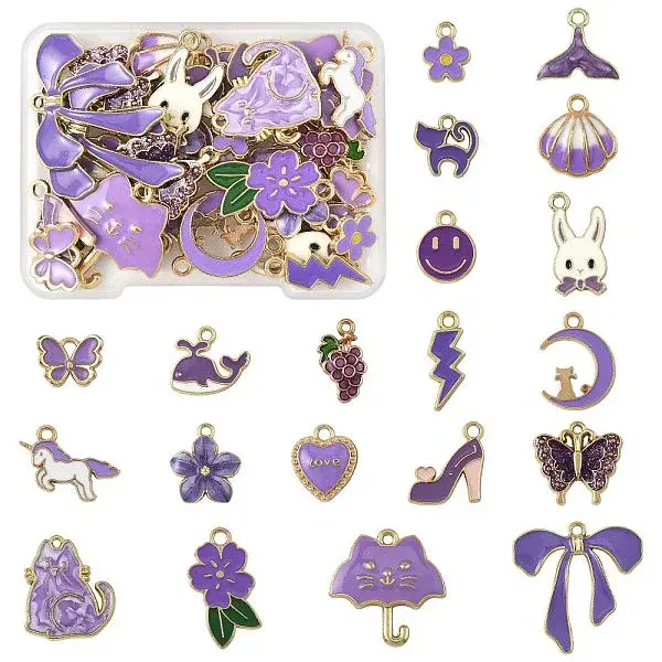 40Pcs 20 Styles Alloy Enamel Charms