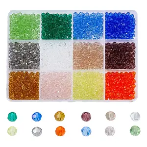 1800Pcs 12 Colors Transparent Glass Beads Strands