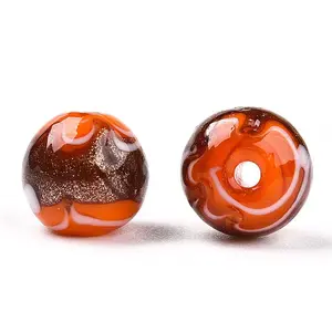 Handmade Gold Sand Lampwork Beads