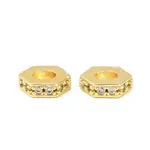 Brass Micro Pave Clear Cubic Zirconia Beads