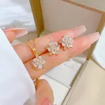 Brass Micro Pave Cubic Zirconia Pendant Necklace & Stud Earrings