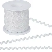 2 Rolls Polyester Glitter Wavy Fringe Trim Ribbon