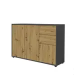 MID.YOU KOMODA, antracitová, dub artisan, 105,5/73/33 cm