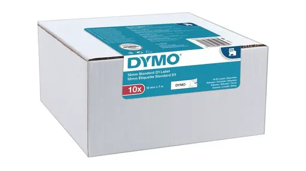Dymo D1 45013, 2093097, 12mm x 7m, černý tisk/bílý podklad, originální pásky, 10ks