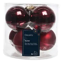 Ozdoby skleněné 6 ks červené pr. 8cm