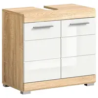 MID.YOU SKŘÍŇKA POD UMYVADLO, vysoce lesklá bílá, barvy dubu, 60/56/34 cm