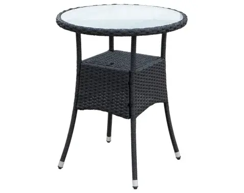 Okrúhly záhradný stolík Alford, 60 cm, čierny%