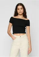 Dámské tričko Off Shoulder Rib Tee 2-balení červenovínové+černé