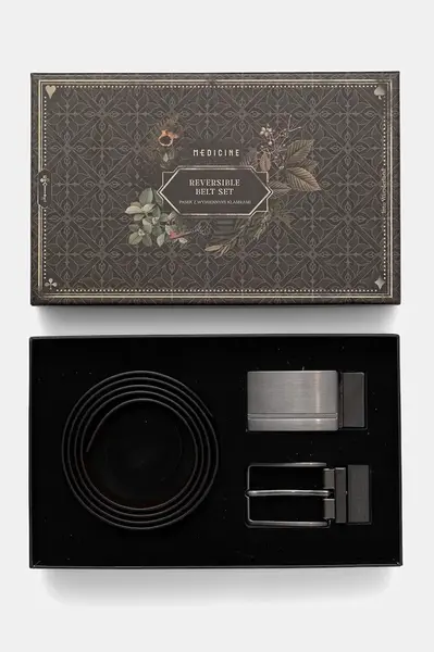 Kožený pásek s odnímatelnými přezkami Medicine černá barva