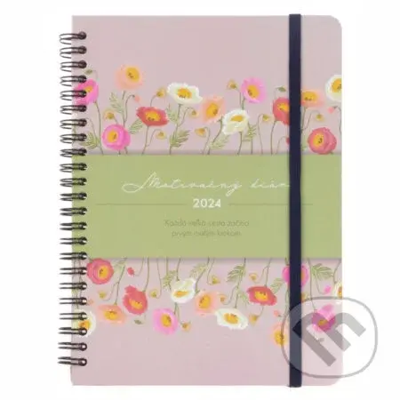 Motivačný krúžkový diár 2024 - Ružový (A5)