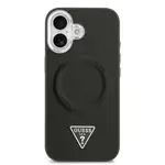 Zadní kryt Guess PU Leather Triangle Logo MagSafe pro Apple iPhone 17, černá