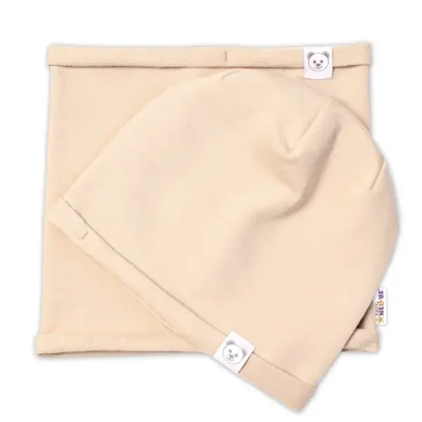 Baby Nellys Čepice s nákrčníkem bavlna, Little Bear,cappuccino